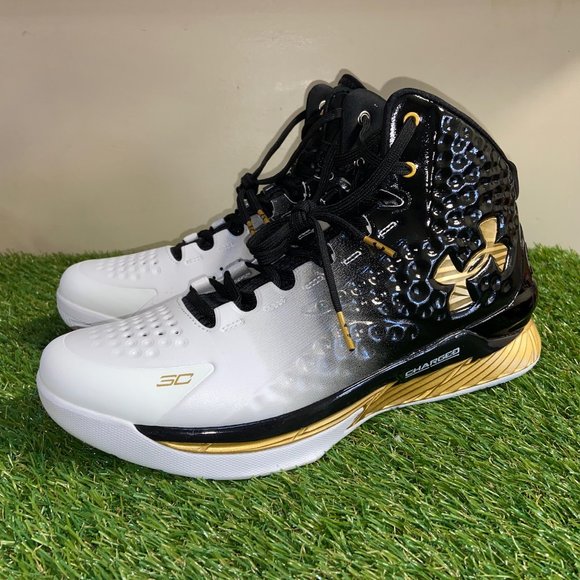 Mens Under Armour UA Curry 1 Retro MVP Black White Gold 3026051-001 Size NEW main image 8